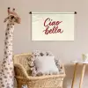 Ciao bella - Rood - Wit - Minimalistisch Wandkleed katoen klein -wsfeer5_kind