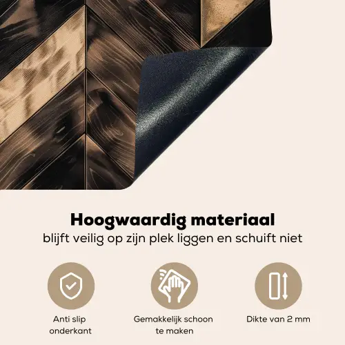 Geometrisch Houtmozaïek Inductie beschemer met haakjes middel -ky-onderkant-nl