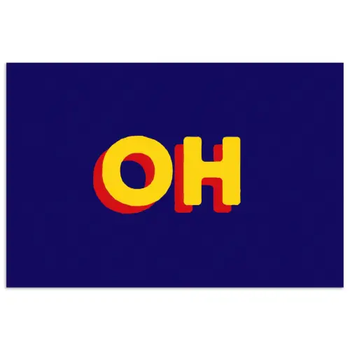 Blauw - Geel - OH - Schaduw poster papier klein -3d