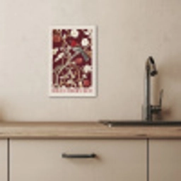 Vogel - Bordeaux - Bloemen - Bessen KitchenYeah - Keuken - Canvas klein -sfeer2