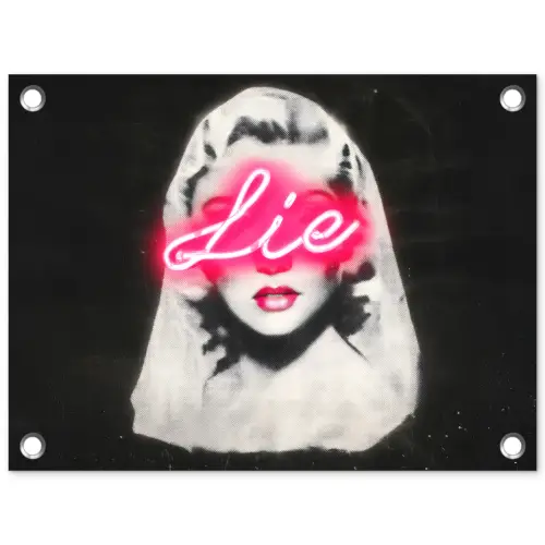 Neon - Letters - Vintage - Vrouw tuinposter los doek klein -3d