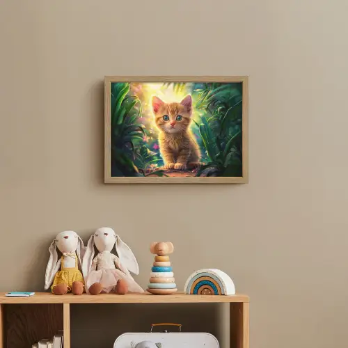 Kat - Huisdier - Natuur Light Box met batterij (Wandlamp kind) middel -sfeer2_kind