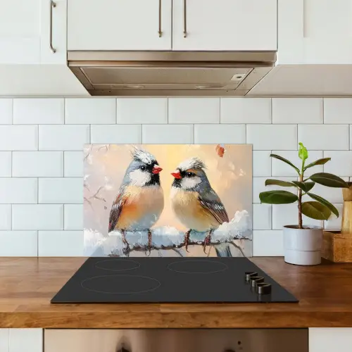 Vogels - Tak - Winter - Sneeuw keuken achterwand spatscherm klein -sfeer2
