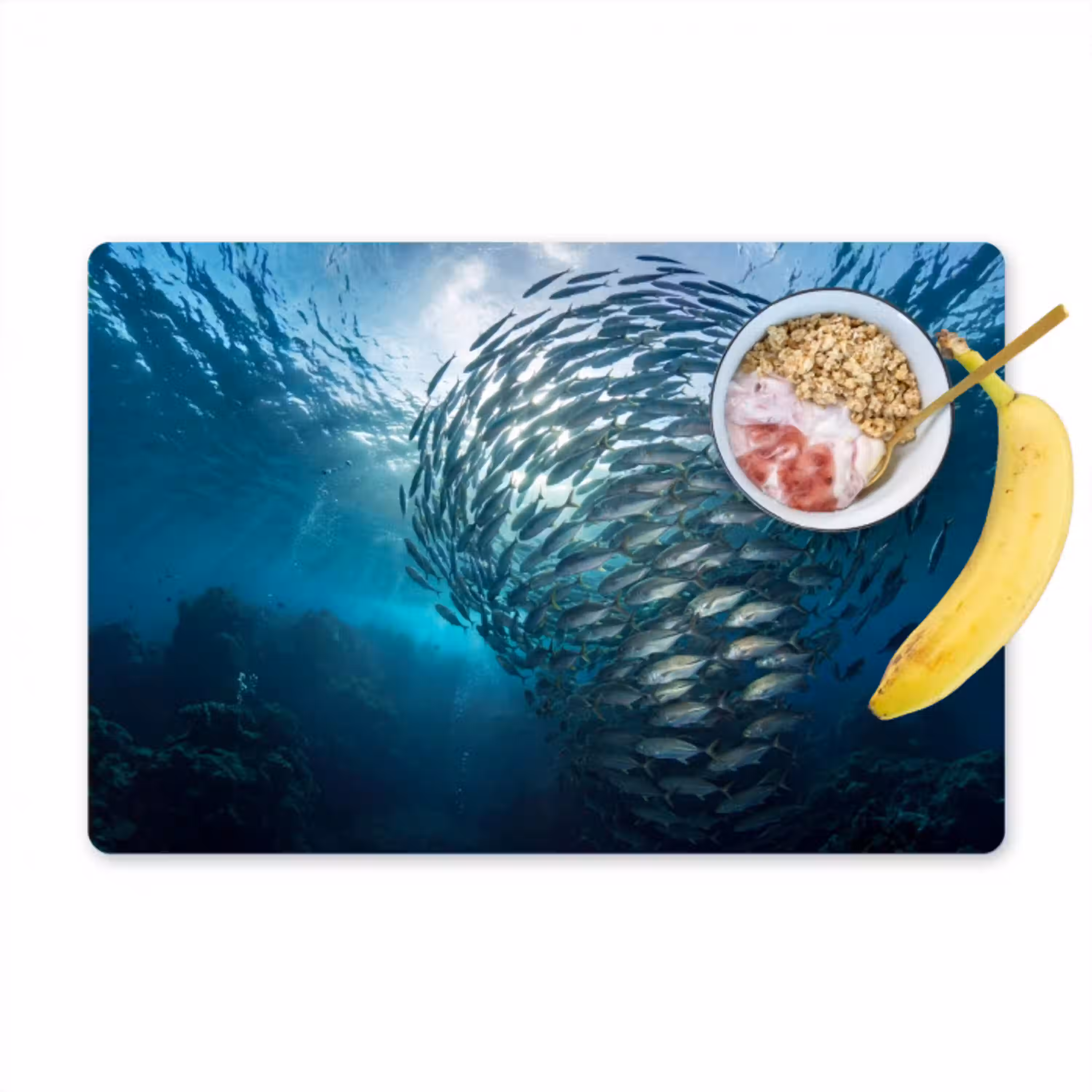 Vis - School - Oceaan - Natuur - Blauw Placemat vinyl groot -zzzproduct_Kitchenyeah-website