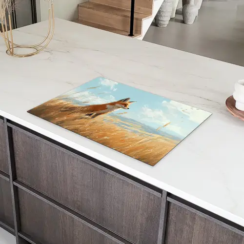 Vos - Gras - Wolken - Oranje Inductie beschermer vinyl 3mm klein -sfeer8