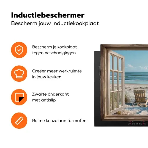 Doorkijk - Strandstoelen - Duinen - Zee - Natuur Inductie beschermer vinyl 3mm klein -zzzzzzz-td-ups