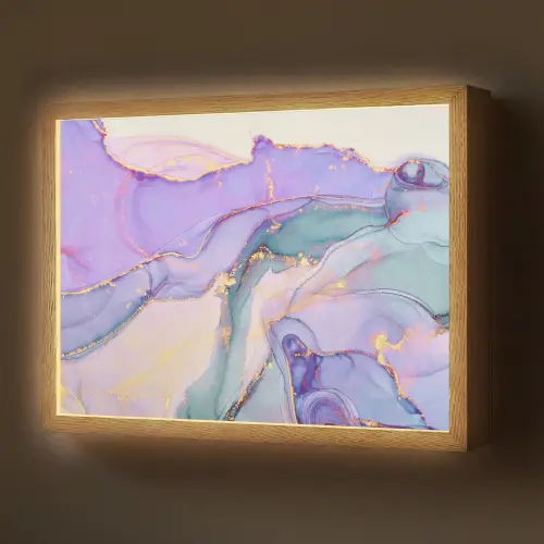 Goud - Marmer - Paars Light Box met batterij (Wandlamp) middel -z3d_website