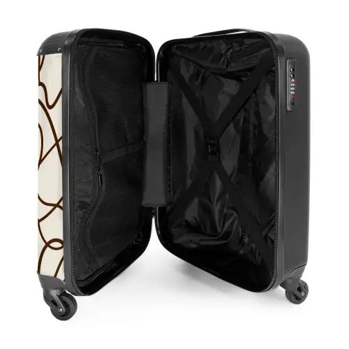 Bruine lijnen op beige achtergrond NBS - Handbagage koffer - Kinderen Unisex middel -binnenkant