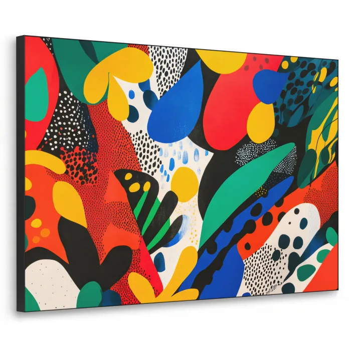 Abstract - Planten - Vormen - Kleurrijk Textielframe zwart klein -3d