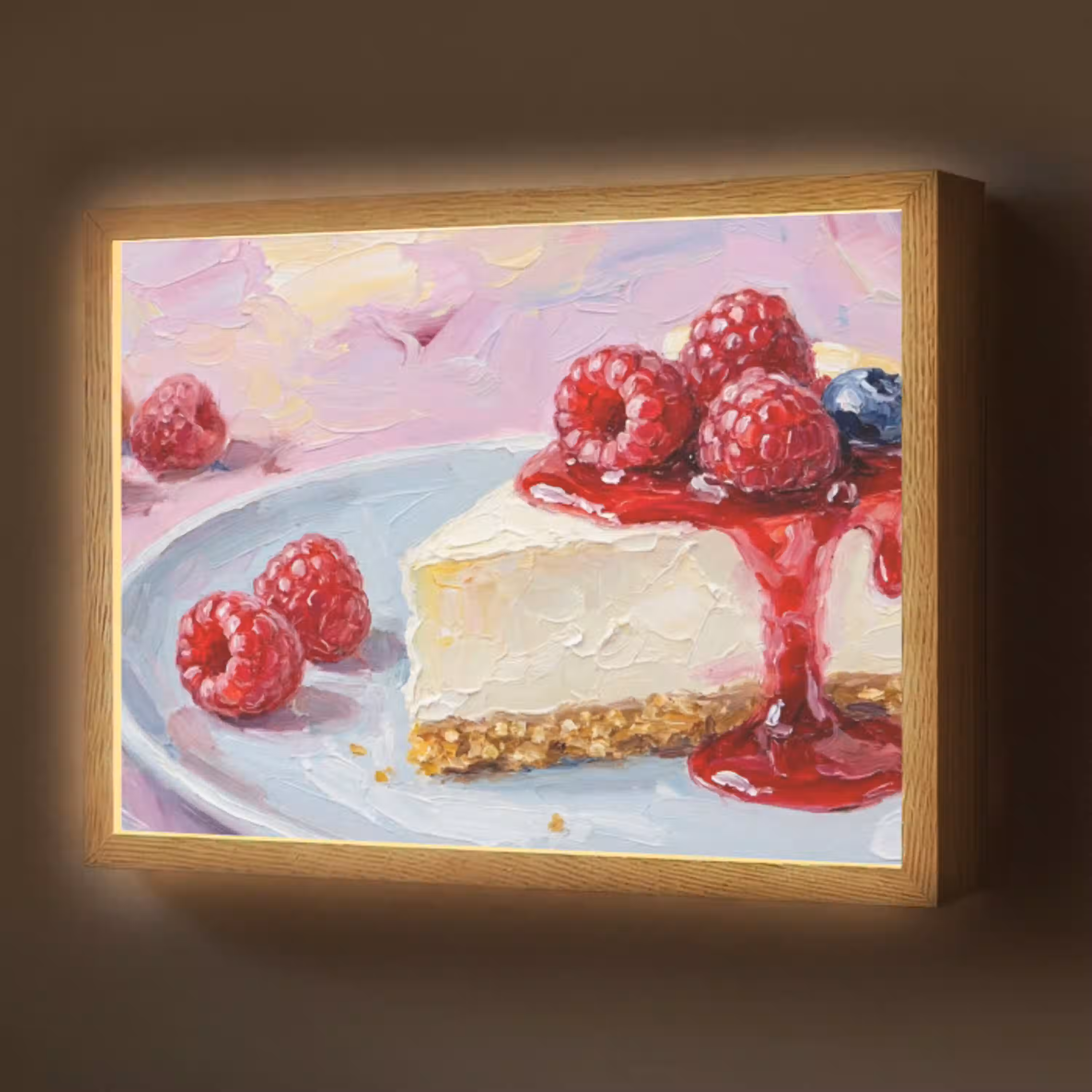 Eten - Cheesecake - Bessen - Abstract - Roze Light Box met batterij (Wandlamp) middel -z3d_website