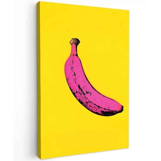 Banaan - Grafisch - Geel Tuinposter op houten frame 2 cm dik klein -3d