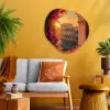 Colosseum - Rome - Roze Bloemen Wandcirkel Organisch Plexiglas middel -sfeer4