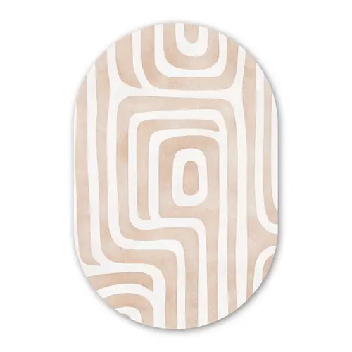 Decoratief - Labyrint - Beige Wandcirkel Ovaal Forex klein -3d