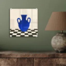 Vaas - Blauw - Geblokt - Modern plexiglas 5mm klein -sfeer3