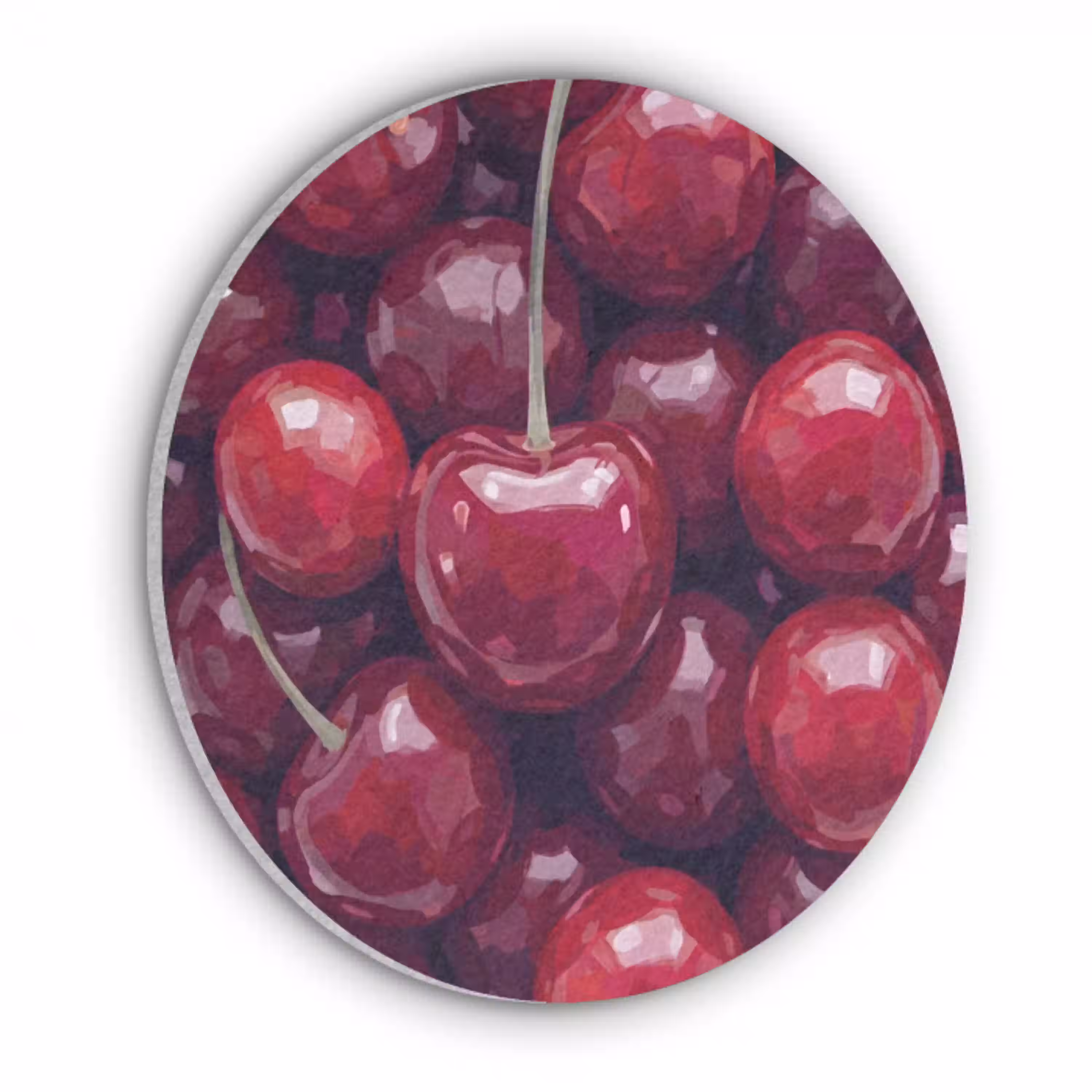 Fruit - Kersen - Eten - Modern - Rood Akoestische PET Vilt - Rond klein -3d