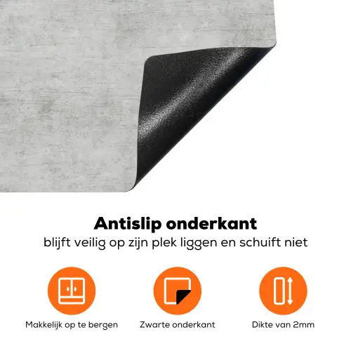Beton - Grijs - Industrieel - Patroon Inductie beschermer vinyl 3mm klein 276 -zzzzzzz-td-onderkant