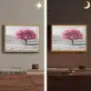 Boom - Natuur - Roze - Zwart wit Light Box met batterij (Wandlamp) middel -sfeer3