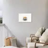 Theekop - Bladeren - Blauw Tuinposter op houten frame 2 cm dik klein -sfeer1