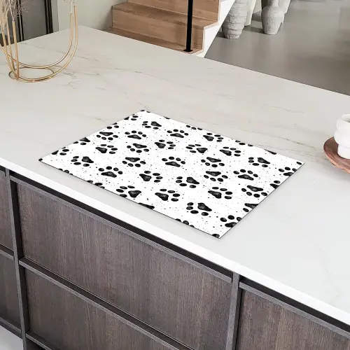 Paw - Pattern -Black Inductie beschermer vinyl 3mm klein 276 -sfeer8