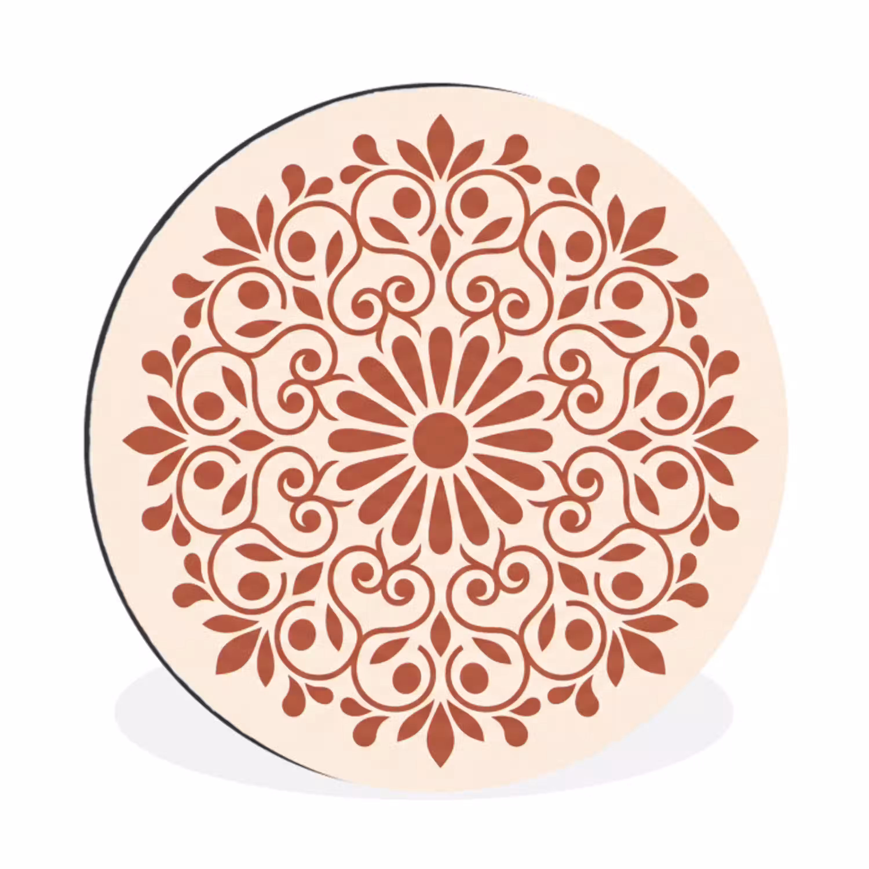 Decoratie - Cirkel - Symmetrisch - Modern - Roodbruin Wandcirkel aluminium klein -3d