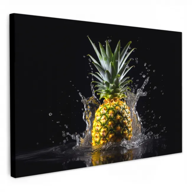 Ananas - Fruit - Water - Planten - Zwart KitchenYeah - Keuken - Canvas klein -3d