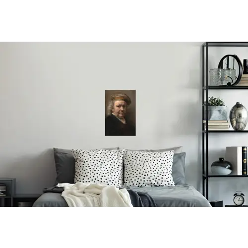 Zelfportret - Schilderij van Rembrandt van Rijn Muursticker klein -slaapkamer
