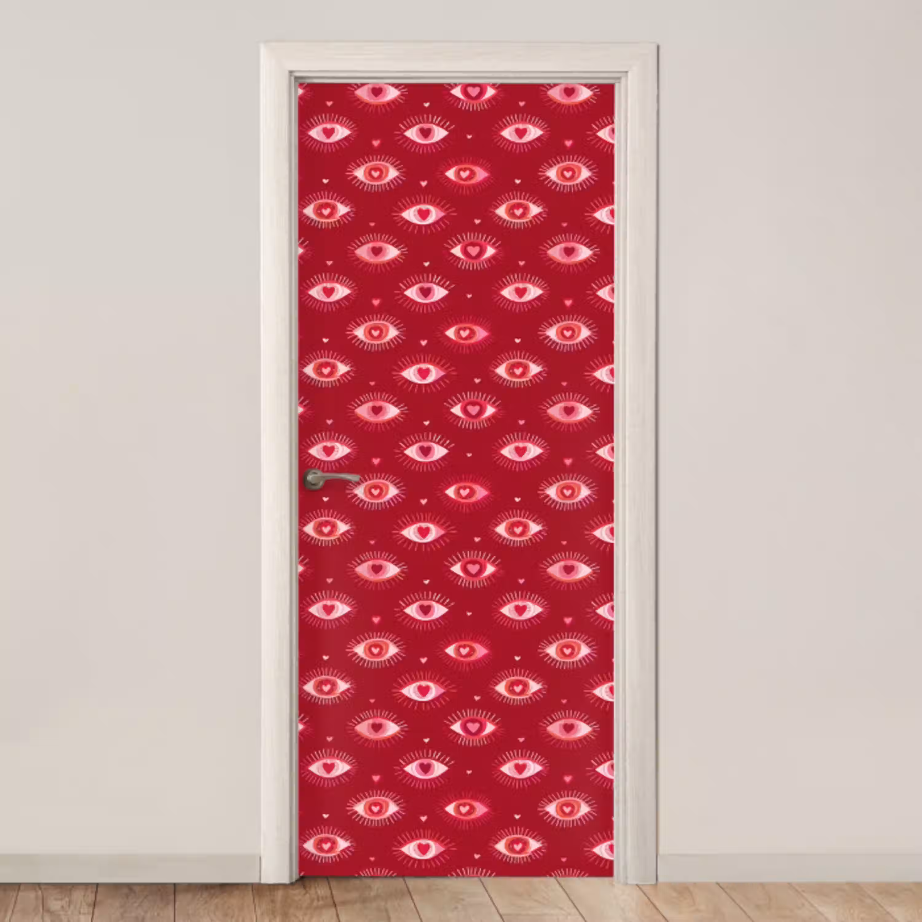 Ogen - Patroon - Roze - Donkerrood deurposter klein 289 -3d_beige