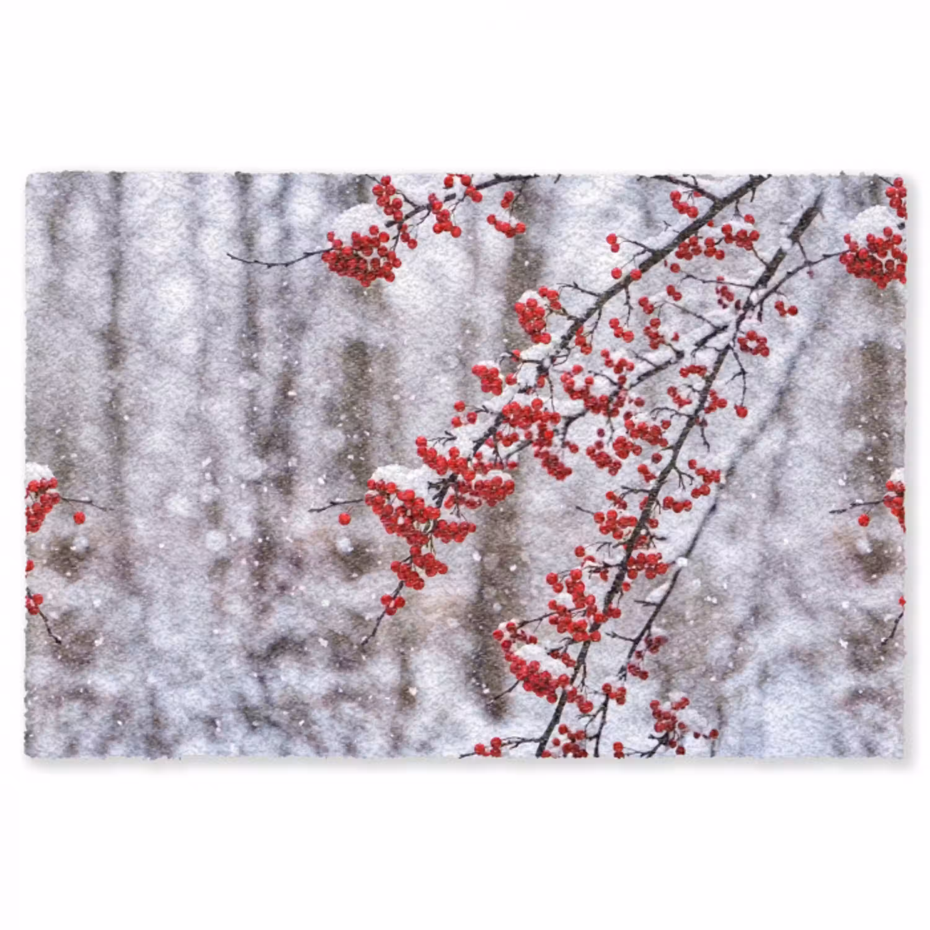 Bessen - Takken - Sneeuw - Winter - Kleurrijk Vloerkleed Rechthoek klein -3d