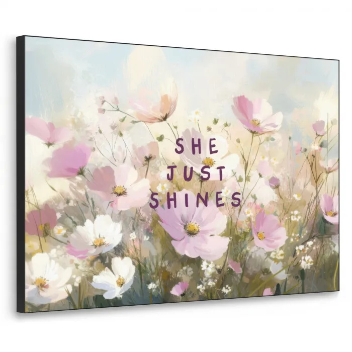 Quote - Bloemen - Schilderachtig Textielframe zwart klein -3d