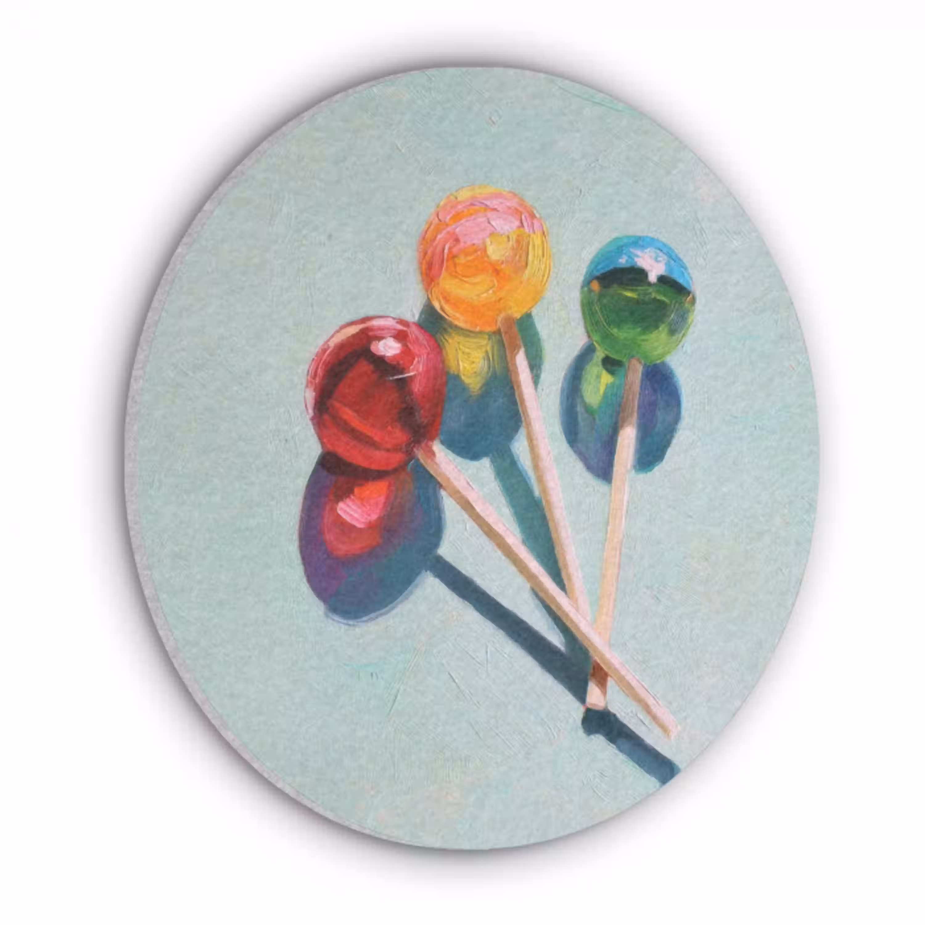 Lollys - Schaduw - Drie - Blauw Akoestische PET Vilt - Rond klein -3d