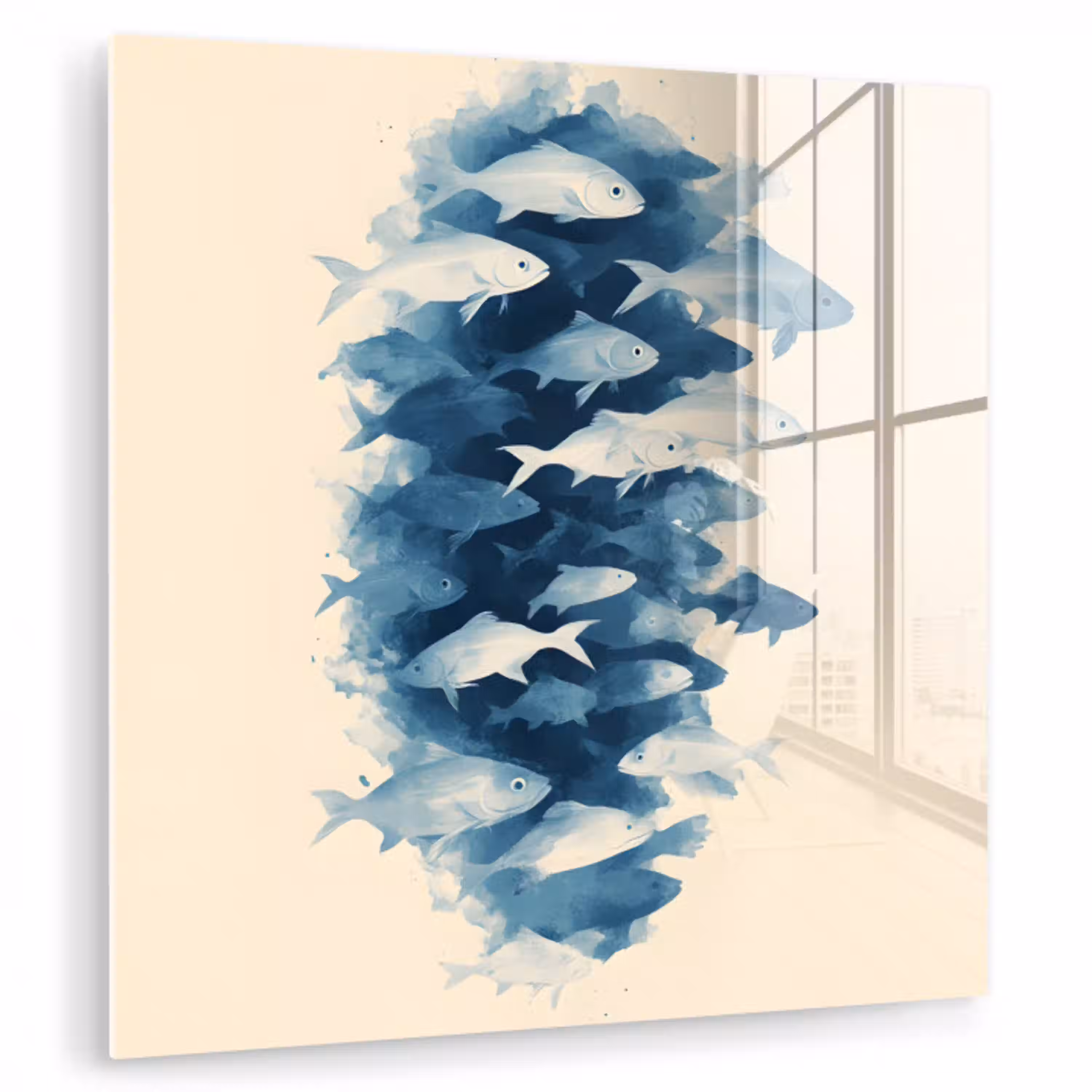 Vissen - Minimalistisch - Blauw plexiglas 5mm klein -zzzproduct_nieuw