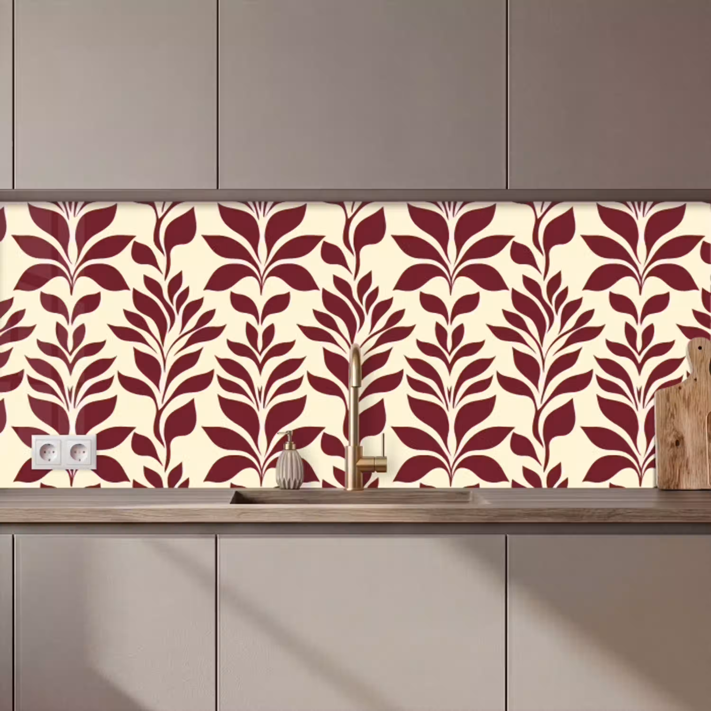 Abstract - Bladeren - Burgundy keuken achterwand 2 middel 871 zz_3dshopping