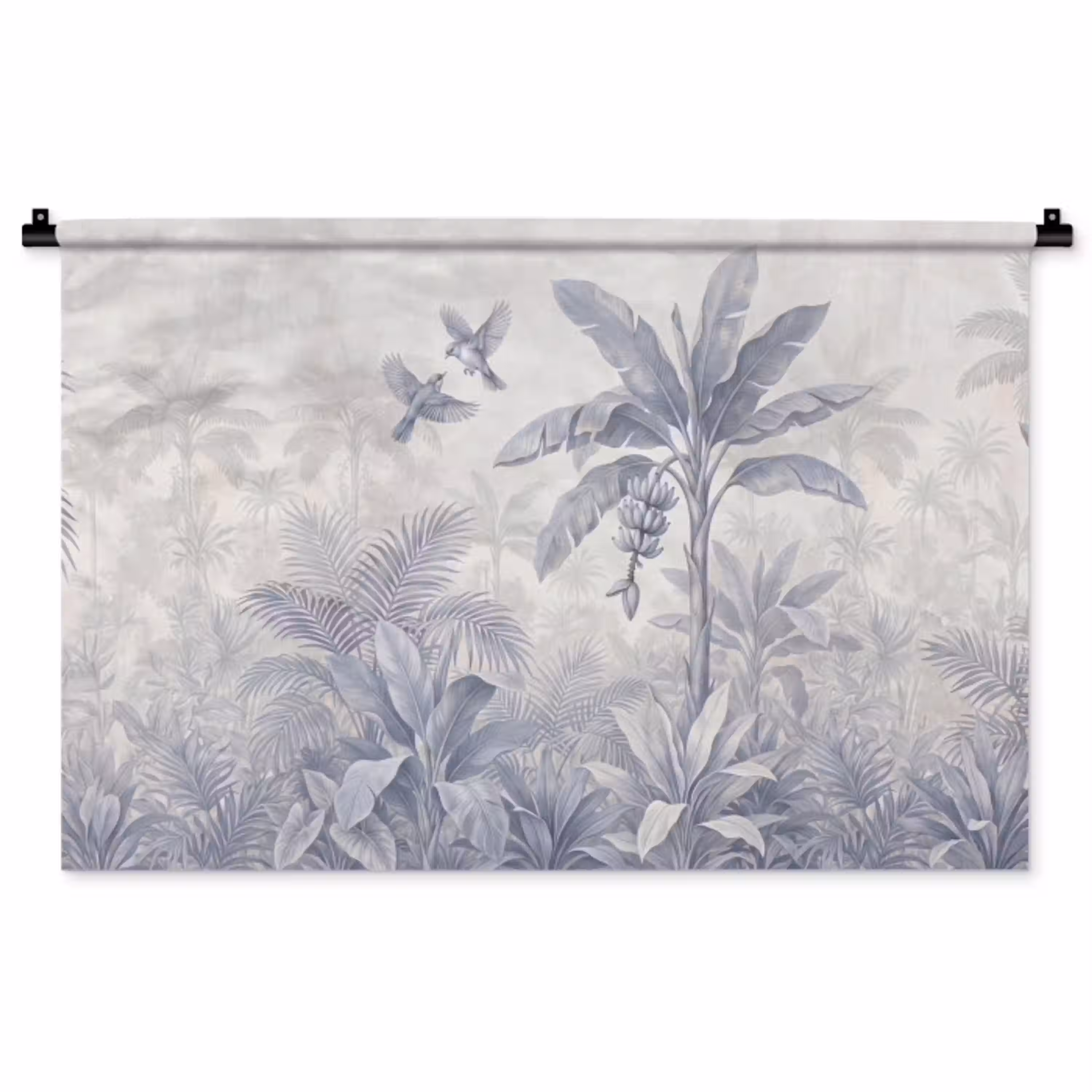 Natuur - Vogel - Jungle - Illustratie - Blauw Wandkleed katoen middel -zz3d