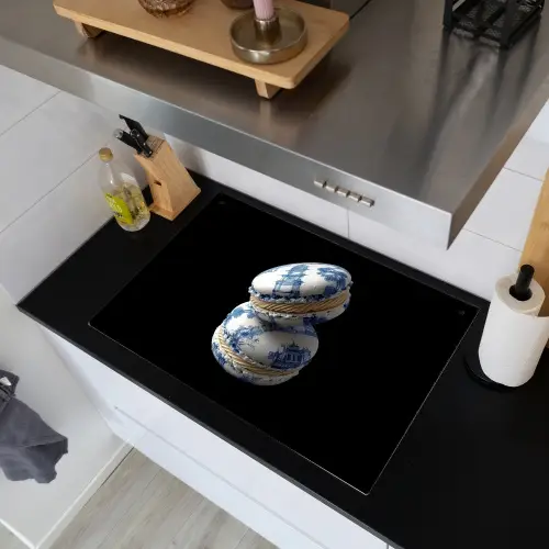 Eten - Macarons - Delfts blauw - Koekjes Inductie beschemer met haakjes klein -sfeer1