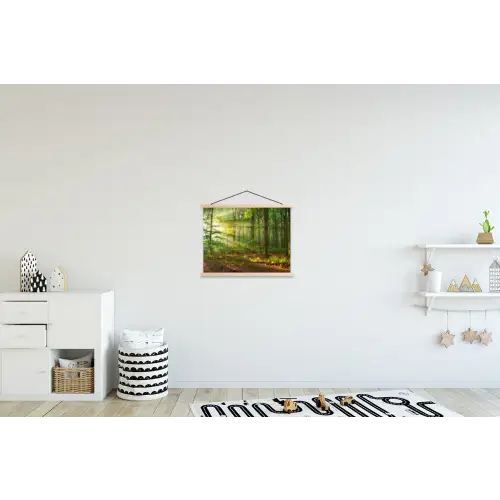 Zon - Bos - boom - Natuur - Herfst textielposter latten blank klein -kinderkamer