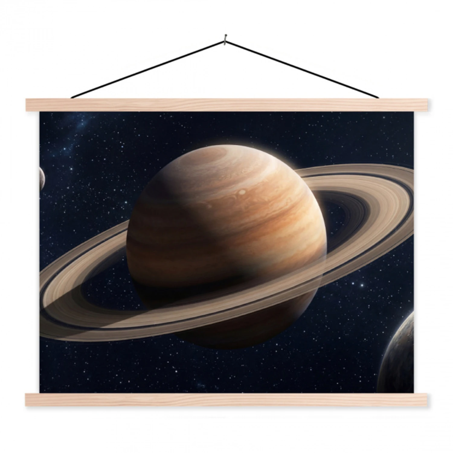 Planeten - Saturnus - Ruimte textielposter latten blank klein -3d