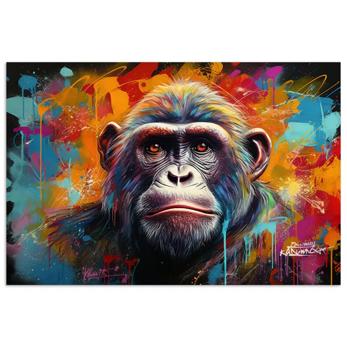 Aap - Gorilla - Graffiti - Dieren - Kleuren poster papier klein -3d