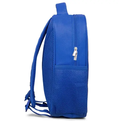 Blauwe auto met roze vlammen Kinderrugzak - Blauw middel -zijkant