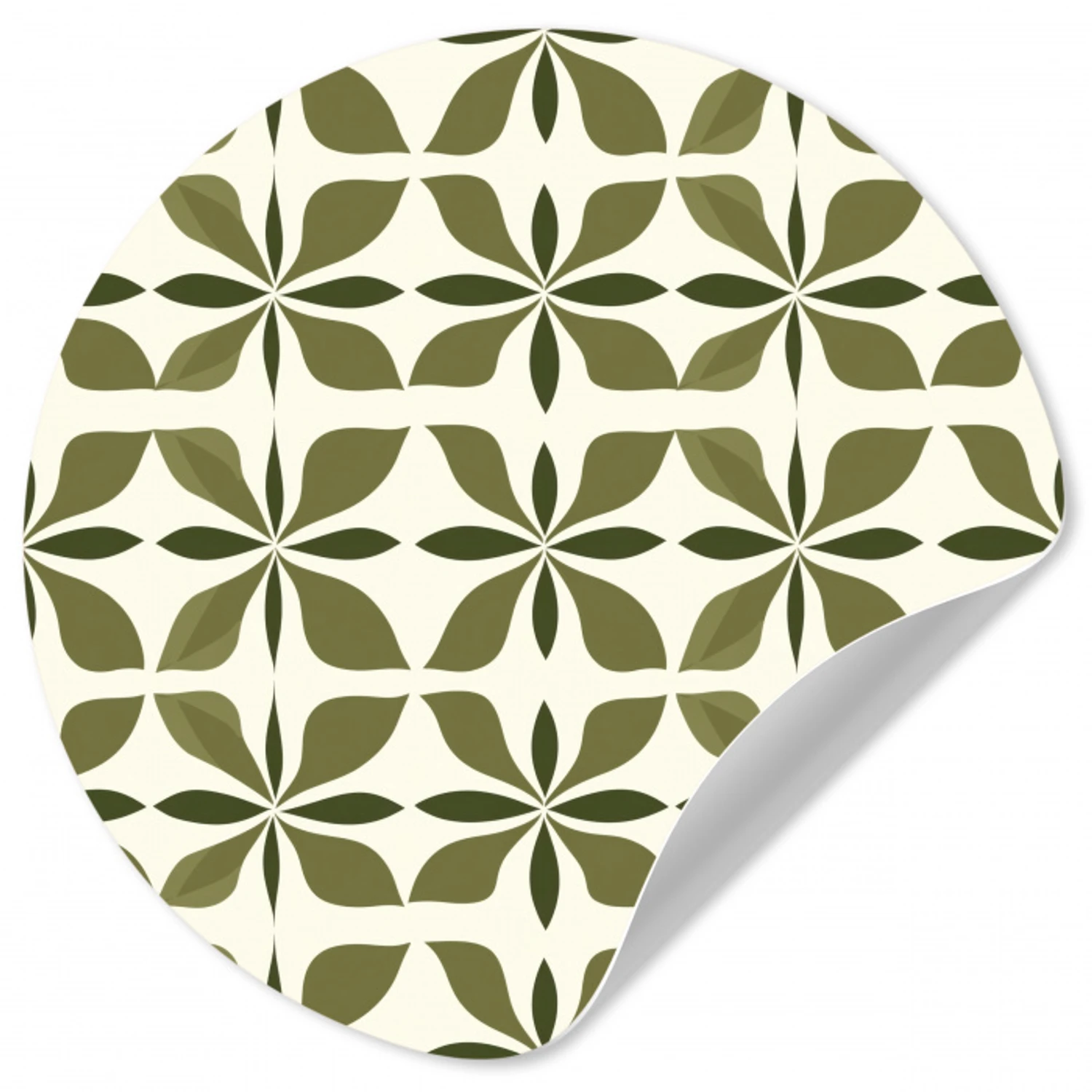 Botanisch - Retro - Groen Wandcirkel behangsticker klein 186 -3d