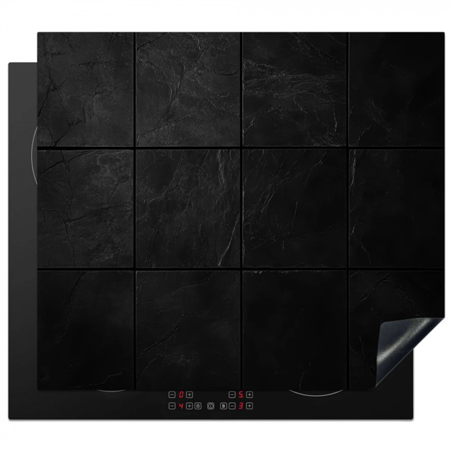 Zwart - Tegels Inductie beschermer vinyl 3mm middel -3d