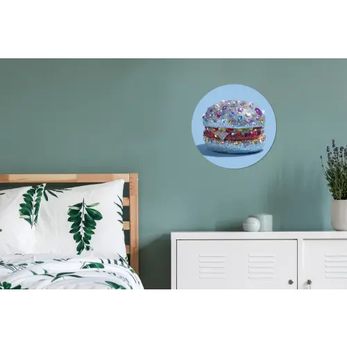 Glitters - Hamburger - Blauw Wandcirkel aluminium klein -slaapkamer