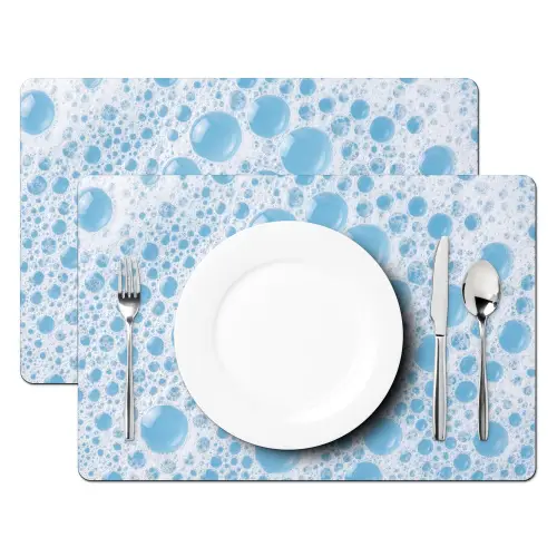 Schuim - Bubbels - Blauw Placemat vinyl groot -zzsfeer2_Kitchenyeah-website