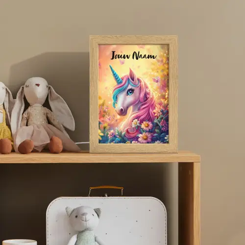 Eenhoorn - Roze - Kleurrijk - Sprookjesbos Light Box met kabel (Kinderlampje) klein -sfeer2_kind