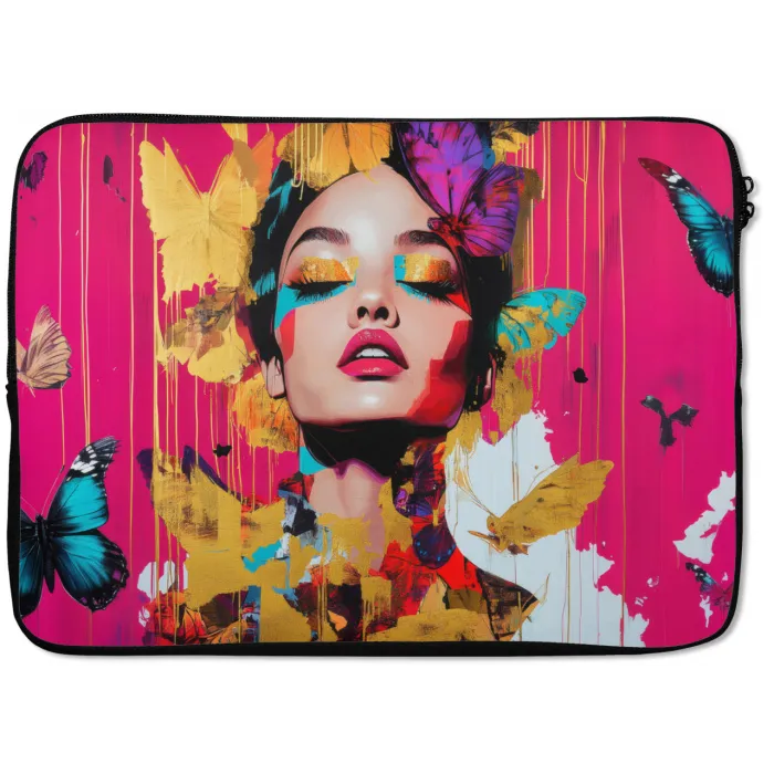 Vrouw - Abstract - Kleurrijk laptophoes neopreen klein -zkaufland3dotto