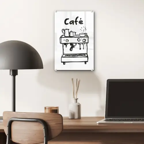 Illustratie - Café - Koffiemachine - Kopjes plexiglas 5mm klein -sfeer6