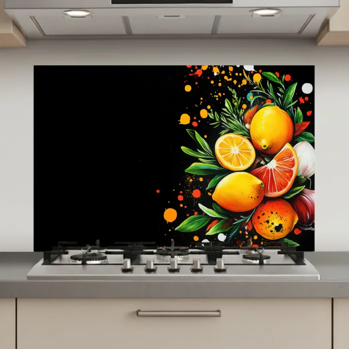 Citroenen - Zwart - Kruiden - Graffiti - Verf keuken achterwand spatscherm klein -3d_website