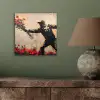 Street art - Man - Bloemen - Rood - Graffiti - Banksy aluminium wit klein -sfeer2