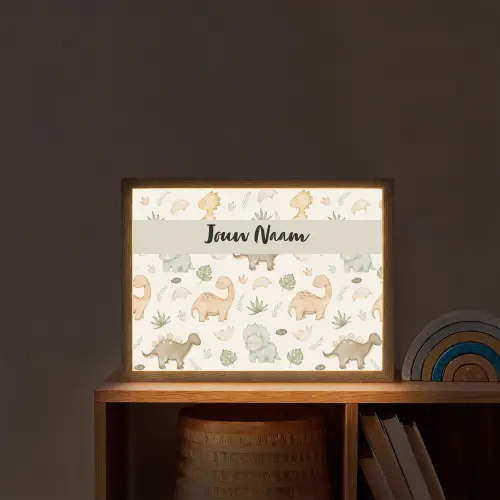 Dino - illustratie - Kleurrijk Light Box met batterij (Wandlamp kind) middel -sfeer1_kind