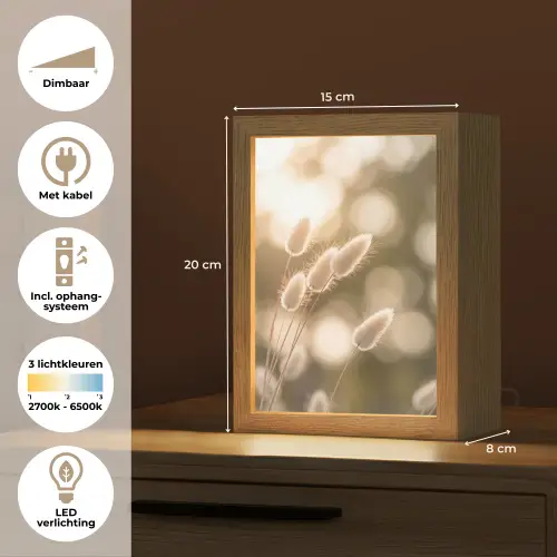 Hazestaartgras - Wit - Zonlicht Light Box met kabel (Tafellamp) klein -USP_NL