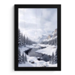 Sneeuwlandschap - Bergen - Rivier - Winter fotolijst zwart zonder passe partout klein -3d